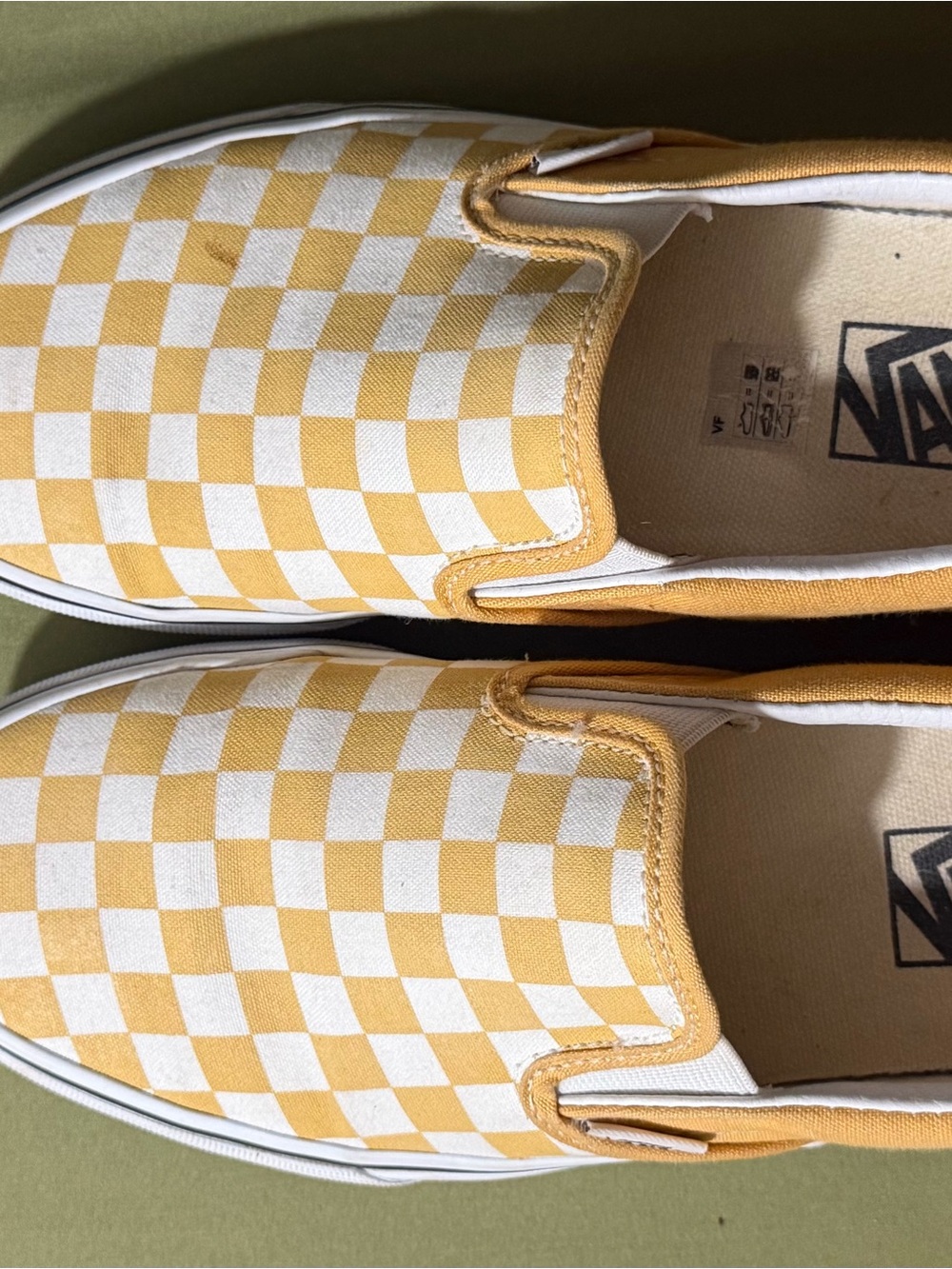 Vans Checkerboard Slip-On Sneakers in Yellow and White